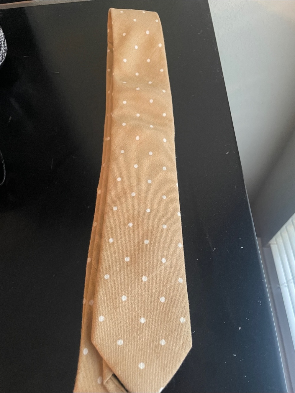 Jack Sartori Bespoke Neckwear Cotton Tan & White Polka Dot Neck Tie